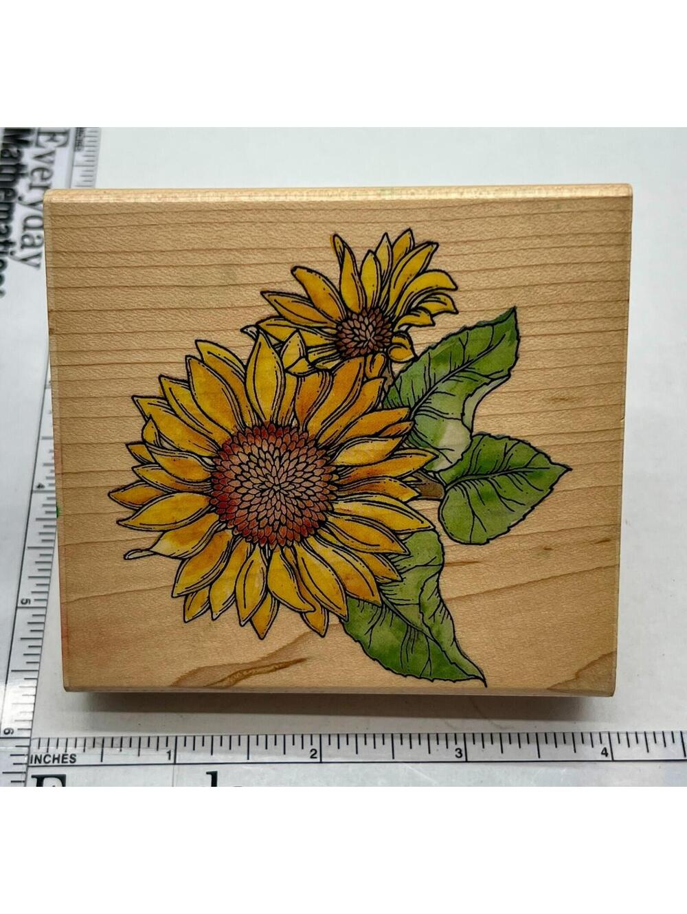Stampede Sunflower Floral Rubber Stamp Garden Flower Wood Mounted Craft Vintage